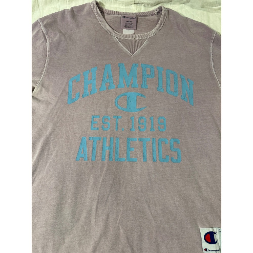 Champion Athletics Est 1919 Faded Purple Graphic T-Shirt Mens Large T84456 - Picture 2 of 9